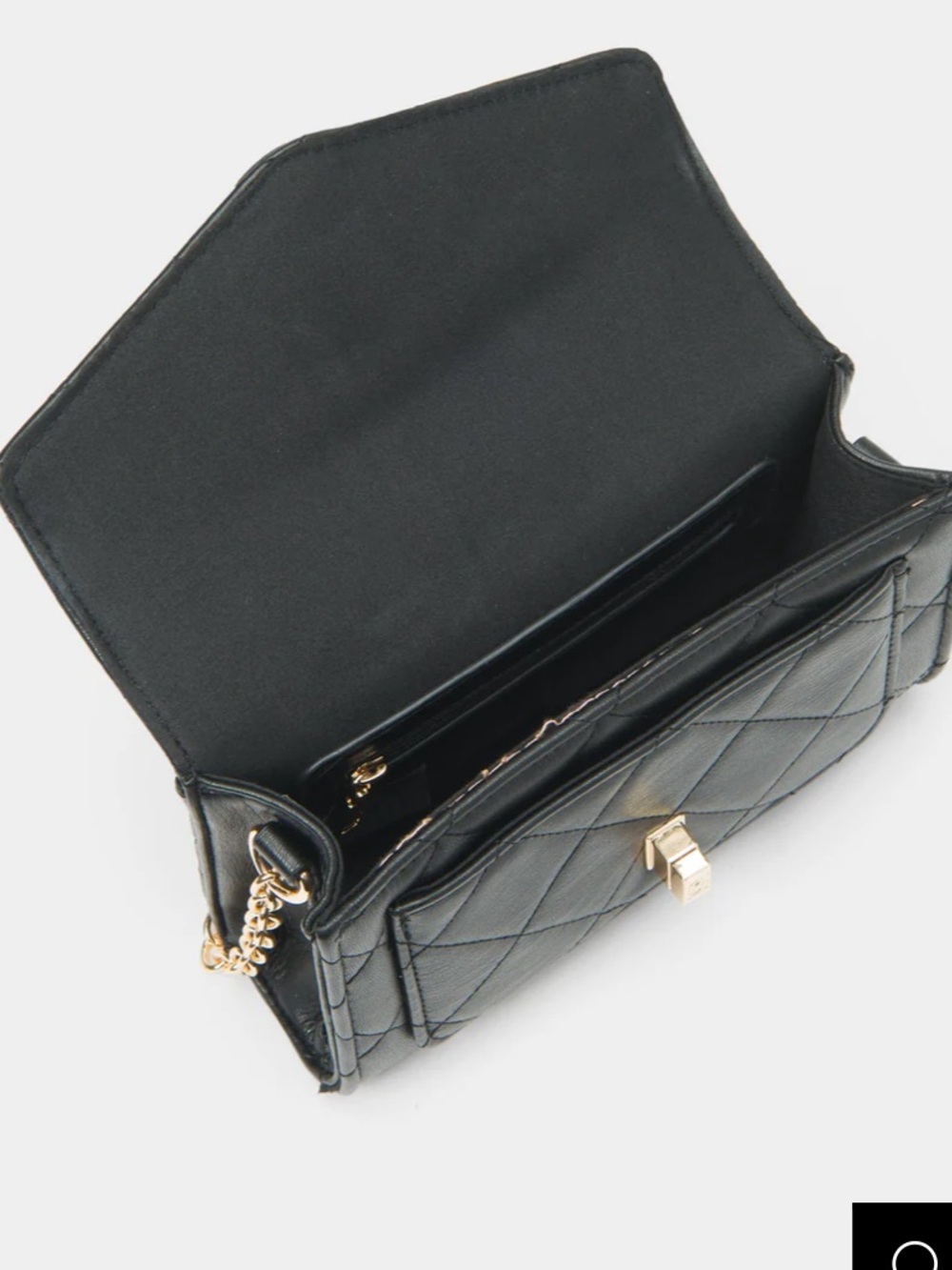 bebe Black Quilted Crossbody Satchel with Gold Chain - Picture 5 of 5